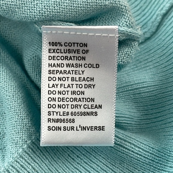 NWT Charlotte Tarantola Lightweight Cotton Cardigan Sweater Sequin Palm Tree L - Picture 11 of 11